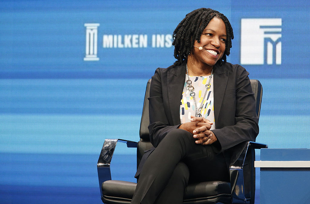 Stacy Brown-Philpot, chief executive officer of TaskRabbit Inc., smiles during the annual Milken Institute Global Conference in Beverly Hills , California, U.S., on Wednesday, May 4, 2016. The conference gathers attendees to explore solutions to today's most pressing challenges in financial markets, industry sectors, health, government and education. Photographer: Patrick T. Fallon/Bloomberg via Getty Images